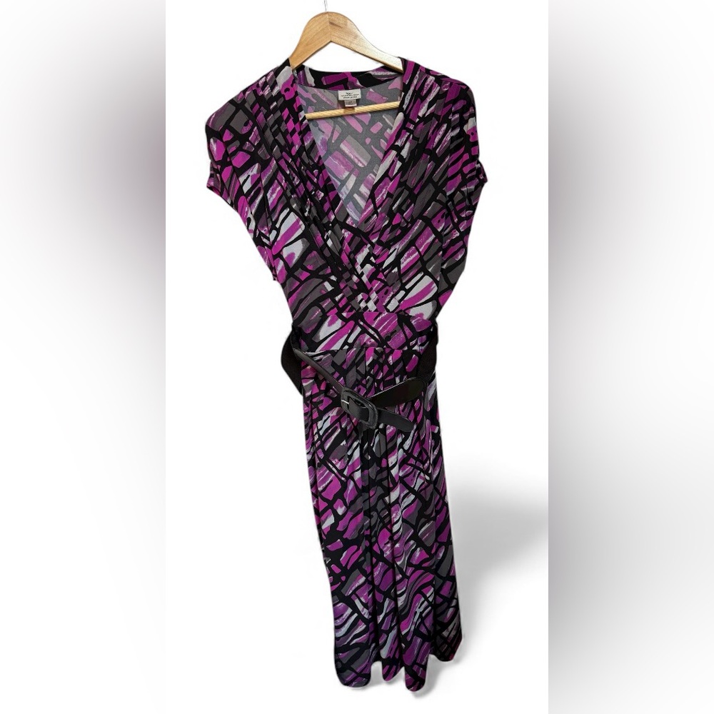 Worthington Purple and Black Abstract Dress 1X - Gently Used - Picture 2 of 6